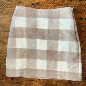 Loft tan & cream check lined business casual pencil 2 skirt